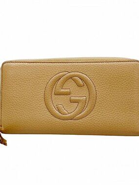 Gucci Wallet Soho Leather Beige Gold